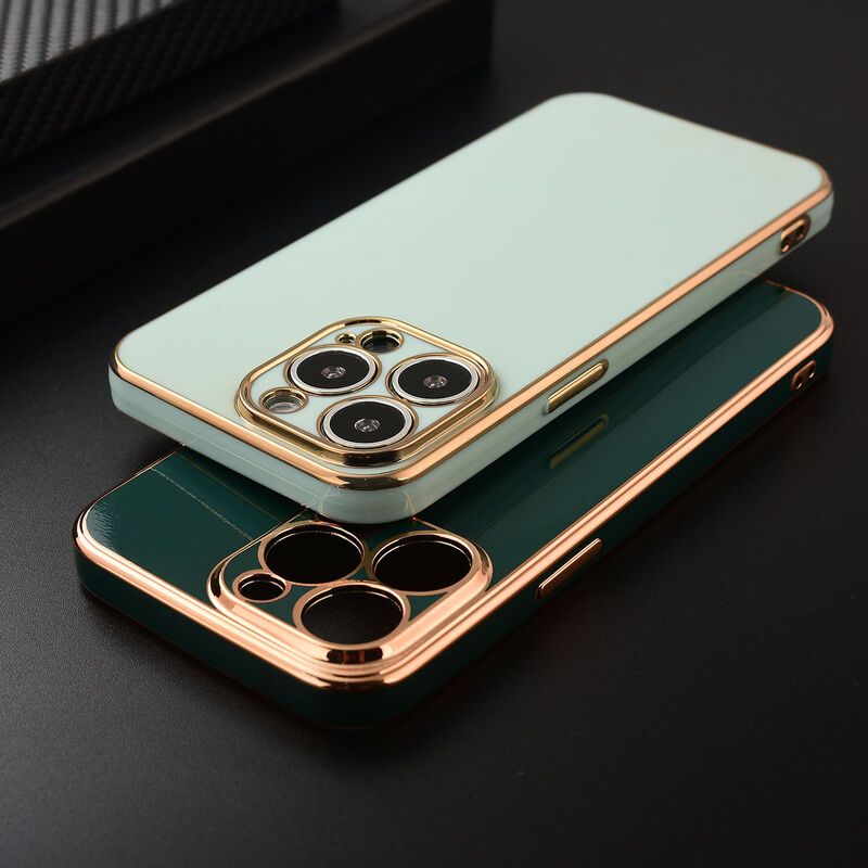 Apple iPhone 11 Pro Max Uyumlu Gold Kenar Zebana Golden Silikon