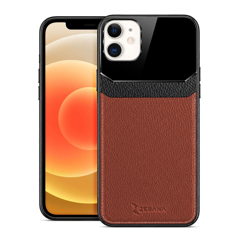 Apple iPhone 12 Mini Uyumlu Zebana Lens Deri Kırmızı Kılıf