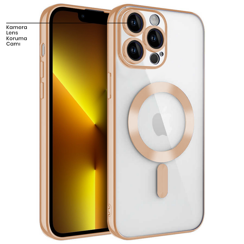 Apple iPhone 12 Pro ゴールド ケース付き Apple iPhone 12 Pro Uyumlu Zebana Glint Silikon Gold Kılıf