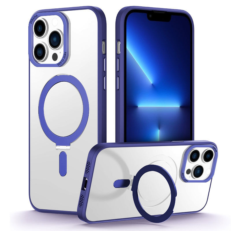 Apple - iPhone 12 Pro Max Zebana First Class Standlı Magsafe Silikon Kılıf - Lacivert