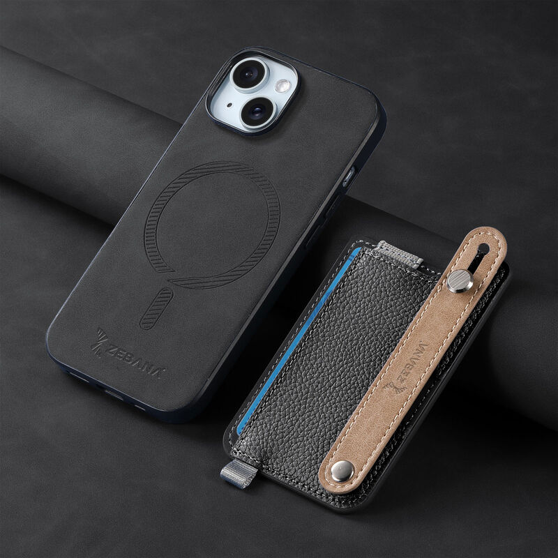 Apple iPhone 14 Plus Zebana M-safe 2in1 Kartlıklı Best Deri Siyah
