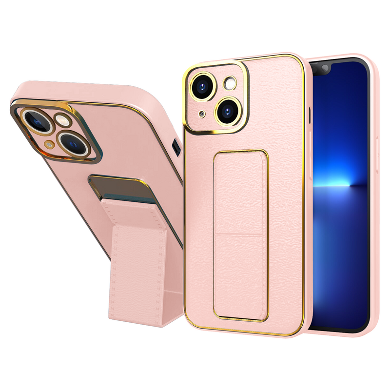 Apple iPhone 14 Plus Zebana Royal Standlı Silikon Rose Gold Kılıf