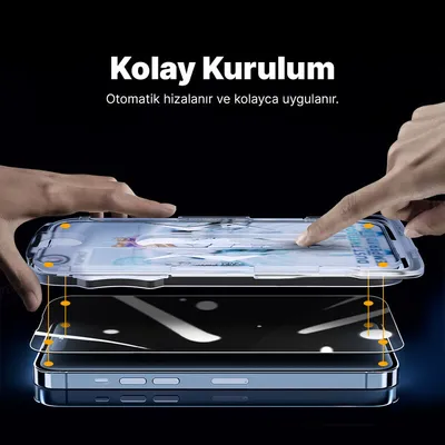 zebana kolay takma aparatlı cam ekran koruyucu