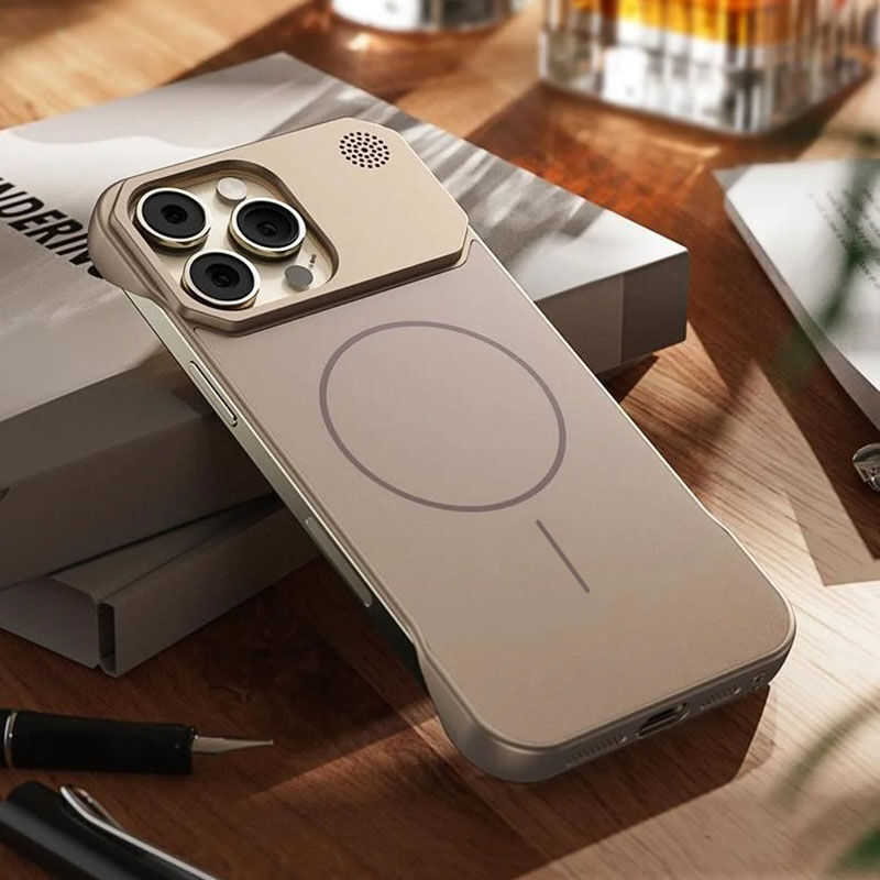 Apple iPhone 15 Pro Kılıf Desert Titanyum Zebana Elite Titan Kılıf