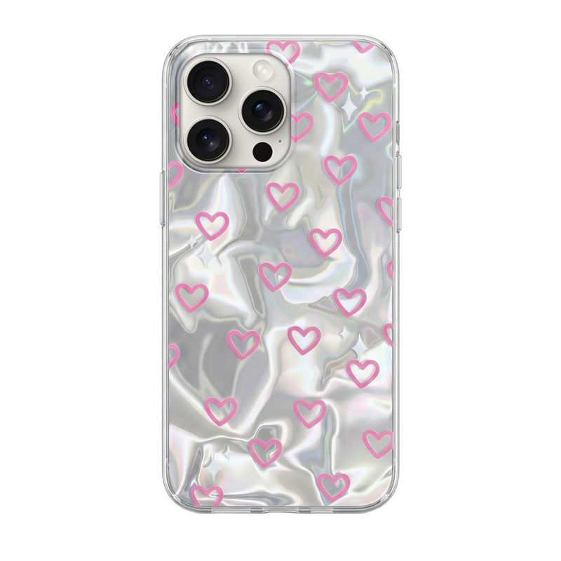iPhoneアクセサリー Heart Evanglista iPhone 16 Pro Max Case Apple iPhone 16 Pro Max Uyumlu Zebana Pink Heart Silikon Pembe Kılıf