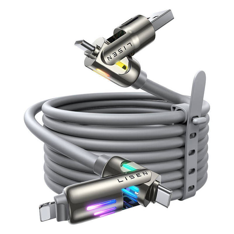 Lisen 240W 4in1 USB-C Kablo (6.6ft) – Hızlı Şarj ve Veri