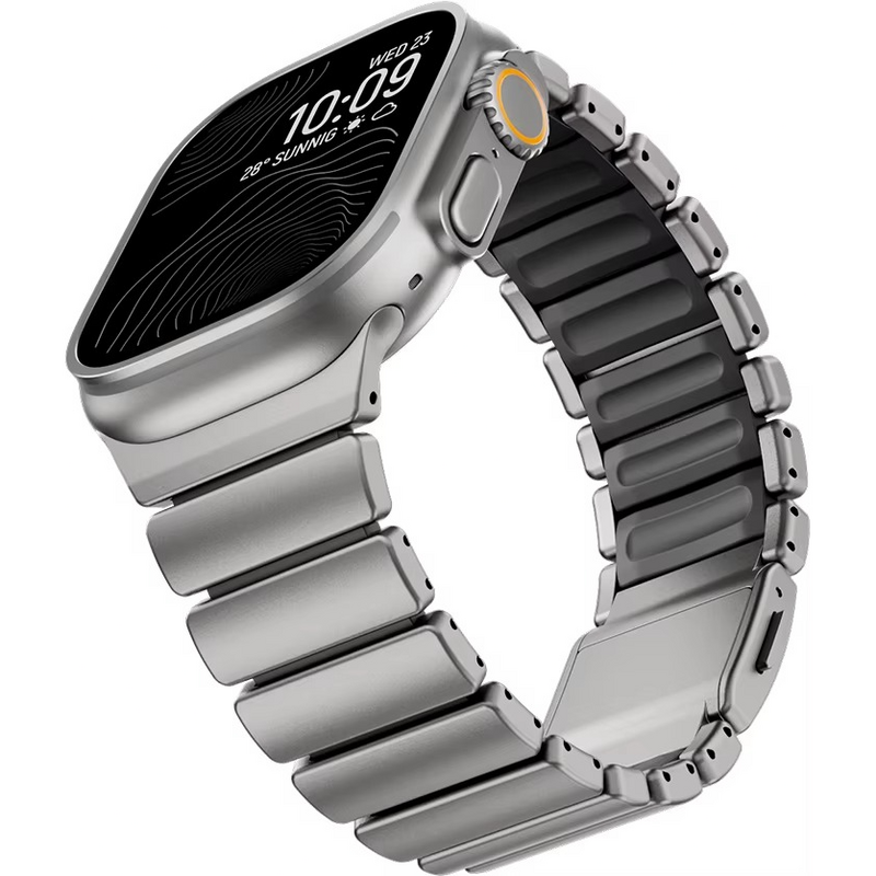 Zebana ZK1 Paslanmaz Çelik Titanyum Apple Watch Uyumlu Kordon Gri