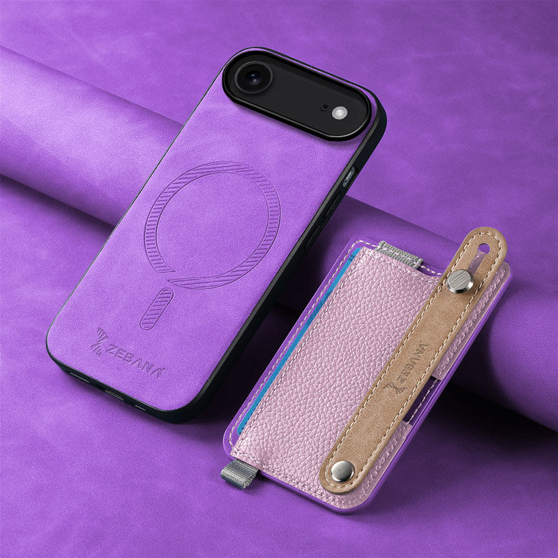Apple iPhone 17 Air Zebana M-safe 2in1 Kartlıklı Best Deri Mor Kılıf